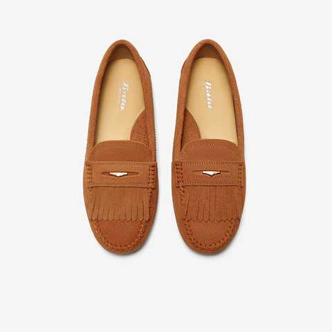 Bata乐福鞋女2025春商场新款英伦风牛剖皮通勤软底单AE266AA5