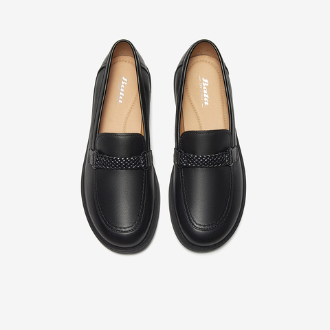 Bata乐福鞋女2025春季新款英伦羊皮通勤百搭软底一脚蹬AYA02AA5