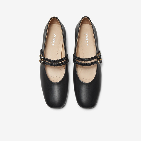 Bata玛丽珍女2025春季商场新款羊皮法式通勤浅口复古单鞋90216AQ5