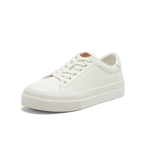 Bata小白鞋女2025春季新款通勤牛皮厚底百搭运动板鞋16152AM5