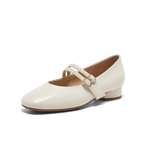 Bata玛丽珍女2025春季商场新款羊皮法式通勤浅口复古单鞋90216AQ5