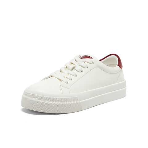 Bata小白鞋女2025春季新款通勤牛皮厚底百搭运动板鞋16152AM5