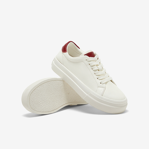 Bata小白鞋女2025春季新款通勤牛皮厚底百搭运动板鞋16152AM5