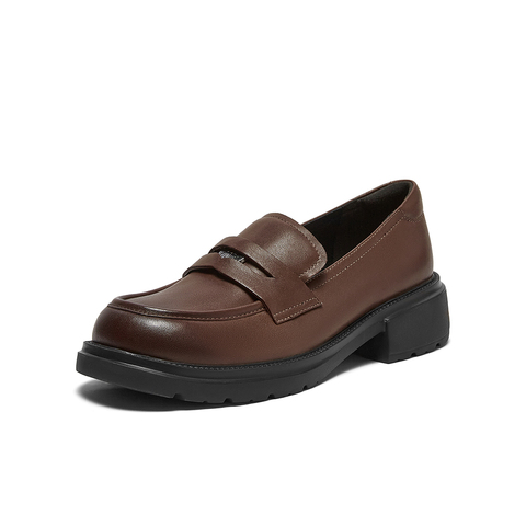 Bata乐福鞋女2025春商场新款学院英伦羊皮粗跟通勤单鞋AIZ01AA5