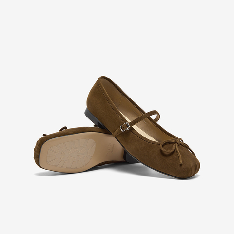 Bata玛丽珍女2025春季新款羊皮百搭通勤浅口芭蕾舞鞋25061AQ5