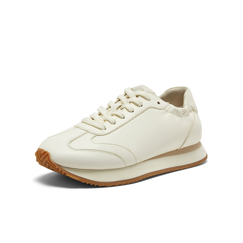 Bata阿甘鞋女2025春季新款牛皮厚底透气休闲百搭运动鞋UNP02AM5