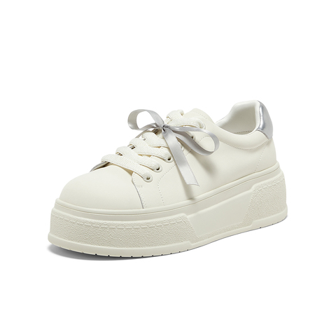 Bata小白鞋女2025春季新款厚底透气休闲运动板鞋25108AM5