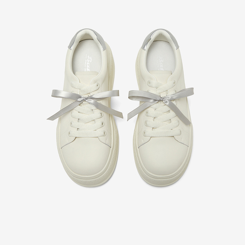 Bata小白鞋女2025春季新款厚底透气休闲运动板鞋25108AM5