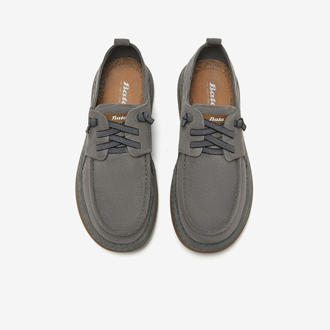 Bata休闲皮鞋男2025春季新款百搭牛剖层皮通勤商务皮鞋W6601AM5