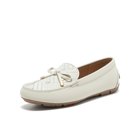 Bata乐福鞋女2025春季商场新款编织英伦风牛皮通勤一脚蹬AE264AA5
