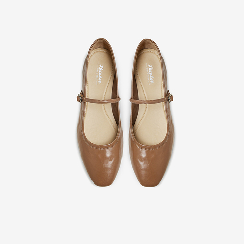 Bata玛丽珍单鞋女2025春商场新款复古羊皮舒适软底浅口鞋AFY34AQ5
