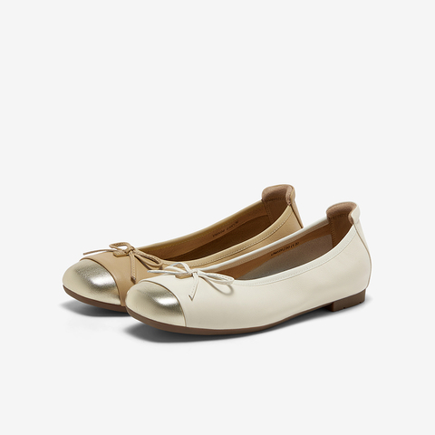 Bata浅口单鞋女2025春商场新款小香风牛皮通勤软底奶奶鞋UMX06AQ5