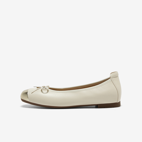 Bata浅口单鞋女2025春商场新款小香风牛皮通勤软底奶奶鞋UMX06AQ5