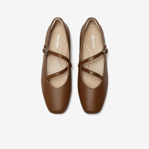 Bata浅口单鞋女2025春季商场新款通勤羊皮百搭软底玛丽珍AWV36AQ5