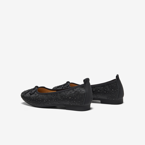 Bata浅口单鞋女2025春季新款通勤钻饰蝴蝶结通勤单鞋22295AQ5