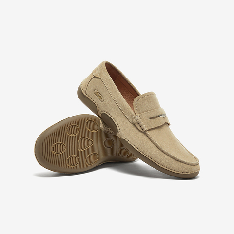 Bata乐福鞋男2025春季新款英伦牛剖皮商务通勤一脚蹬W8985AM5