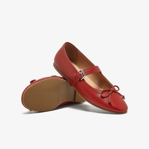 Bata玛丽珍女2025春季新款羊皮百搭通勤浅口娃娃鞋AVD06AQ5