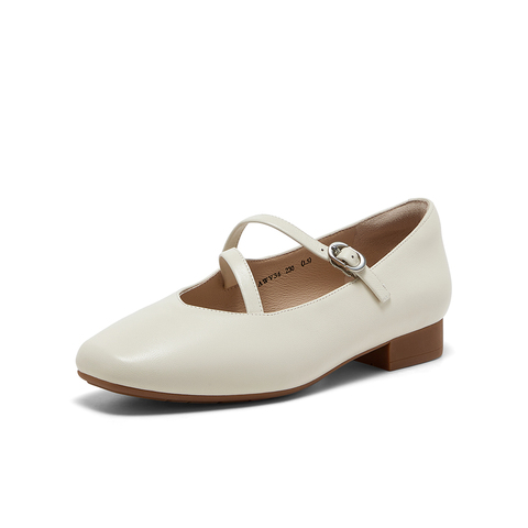 Bata浅口单鞋女2025春季商场新款通勤羊皮百搭软底玛丽珍AWV36AQ5