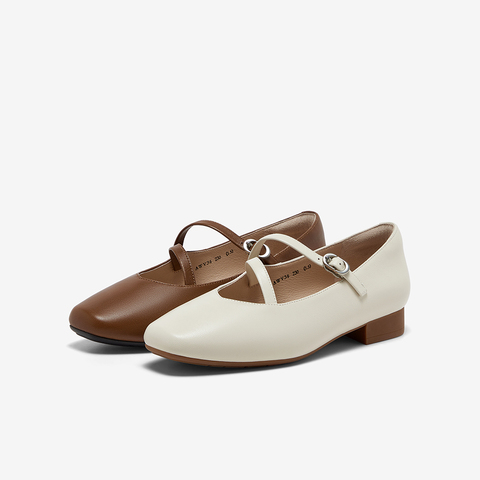 Bata浅口单鞋女2025春季商场新款通勤羊皮百搭软底玛丽珍AWV36AQ5