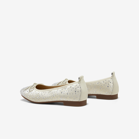 Bata浅口单鞋女2025春季新款通勤钻饰蝴蝶结通勤单鞋22295AQ5