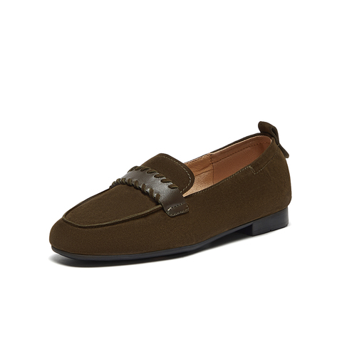 Bata乐福鞋女2025春商场新款英伦羊皮通勤粗跟软底一脚蹬AVL44AA5