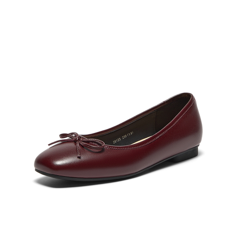 Bata浅口单鞋女2025春季新款羊皮通勤芭蕾舞百搭单鞋25123AQ5