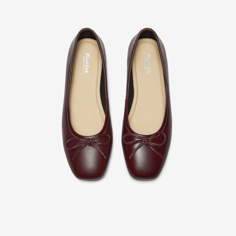 Bata浅口单鞋女2025春季新款羊皮通勤芭蕾舞百搭单鞋25123AQ5