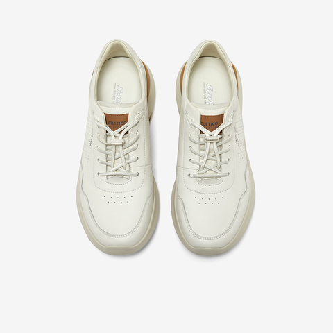 Bata休闲鞋男2025春商场新款牛皮厚底通勤透气百搭运动鞋EYX01AM5