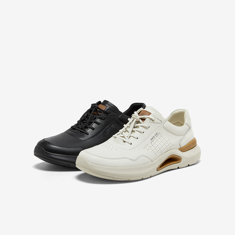 Bata休闲鞋男2025春商场新款牛皮厚底通勤透气百搭运动鞋EYX01AM5