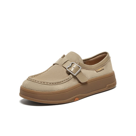 Bata袋鼠鞋女2025春商场新款百搭牛剖皮厚底百搭软底单鞋AGU26AM5