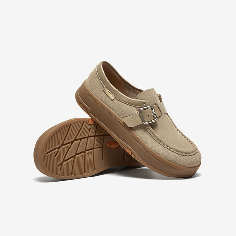 Bata袋鼠鞋女2025春商场新款百搭牛剖皮厚底百搭软底单鞋AGU26AM5