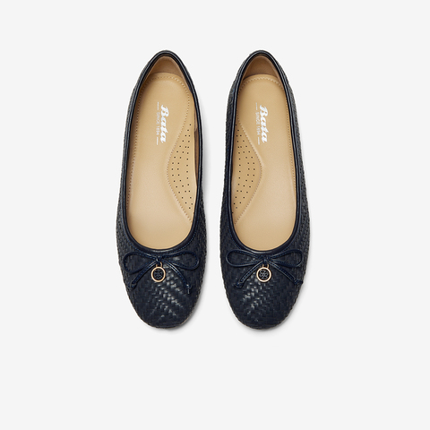 Bata浅口单鞋女2025春季商场新款优雅编织通勤软底单鞋AMV47AQ5