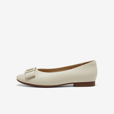 Bata浅口单鞋女2025春商场舒适通勤羊皮软底蝴蝶结奶奶鞋9362DAQ5