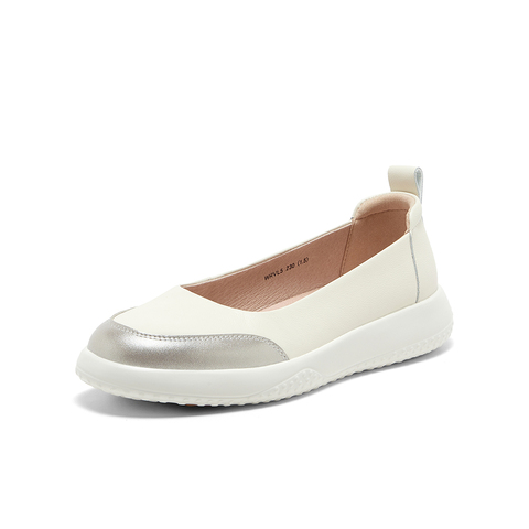 Bata奶奶鞋女2025夏季新款通勤牛皮厚底浅口百搭轻便单鞋WRVL5BQ5