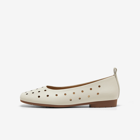 Bata洞洞浅口鞋女2025春季新款通勤透气羊皮百搭软底单鞋AOP09BQ5