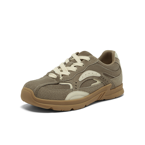 Bata休闲鞋女2025春季新款牛剖皮厚底通勤百搭运动鞋063R1AM5