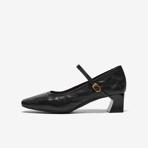 Bata羊皮书玛丽珍单鞋女2025秋商场新款复古软底浅口鞋8065DCQ5