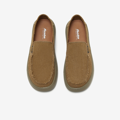 Bata乐福鞋男2025夏季新款休闲透气舒适厚底百搭一脚蹬W0011BM5