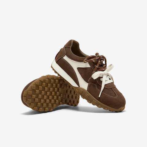 Bata阿甘鞋女2025秋季商场新款牛剖皮双色鞋带休闲运动鞋6589DCM5