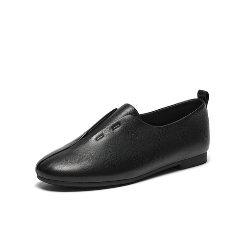 Bata一脚蹬女2025秋季商场新款英伦羊皮复古舒适休闲便鞋AZN16CA5