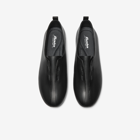 Bata一脚蹬女2025秋季商场新款英伦羊皮复古舒适休闲便鞋AZN16CA5