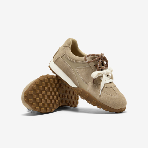 Bata阿甘鞋女2025秋季商场新款牛剖皮双色鞋带休闲运动鞋6589DCM5