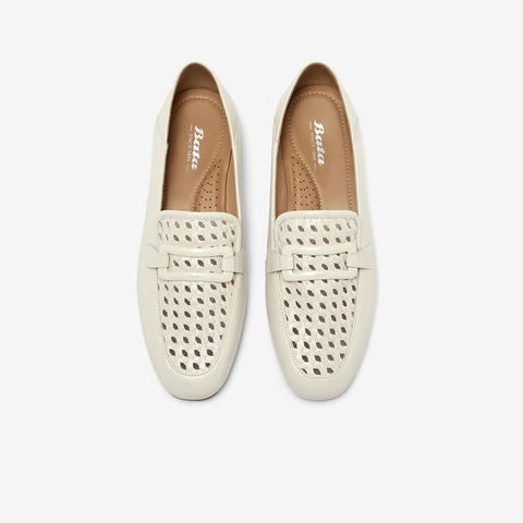 Bata乐福鞋女2025夏季商场新款编织英伦风通勤百搭一脚蹬AVL46BA5