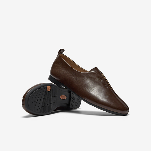 Bata一脚蹬女2025秋季商场新款英伦羊皮复古舒适休闲便鞋AZN16CA5