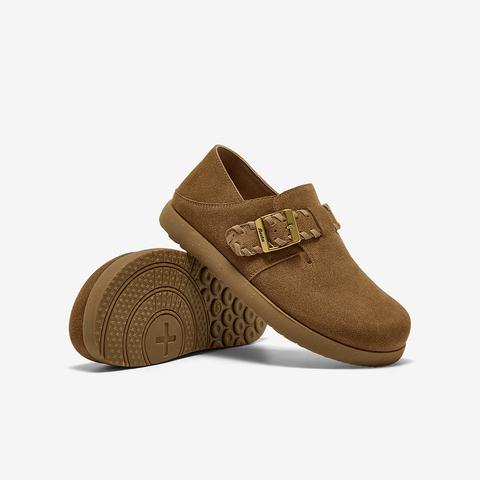 Bata勃肯鞋女2025秋季商场新款英伦牛剖皮通勤百搭一脚蹬3093DCM5