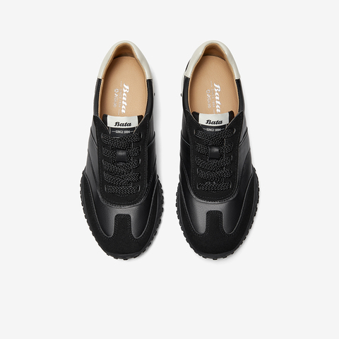 Bata德训鞋女2025秋季商场新款通勤百搭牛皮休闲运动鞋AZX02CM5
