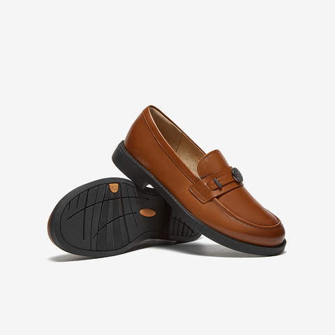 Bata乐福鞋女2025秋商场新款英伦百搭羊皮通勤一脚蹬单鞋AYA16CA5