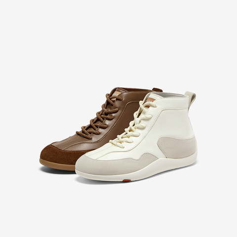 Bata休闲鞋女2025秋商场新款牛皮通勤时尚软底高帮板鞋ALI42CM5