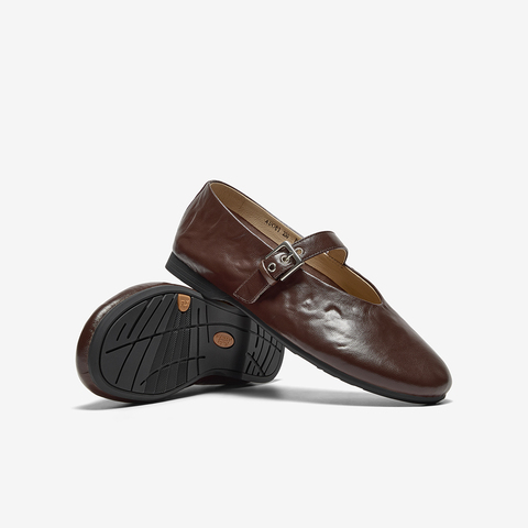 Bata羊皮书玛丽珍单鞋女2025秋商场新款复古软底浅口鞋AUO01CQ5