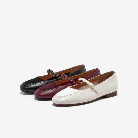 Bata玛丽珍女2025秋季商场新款羊皮法式通勤软底复古单鞋AVL66CQ5